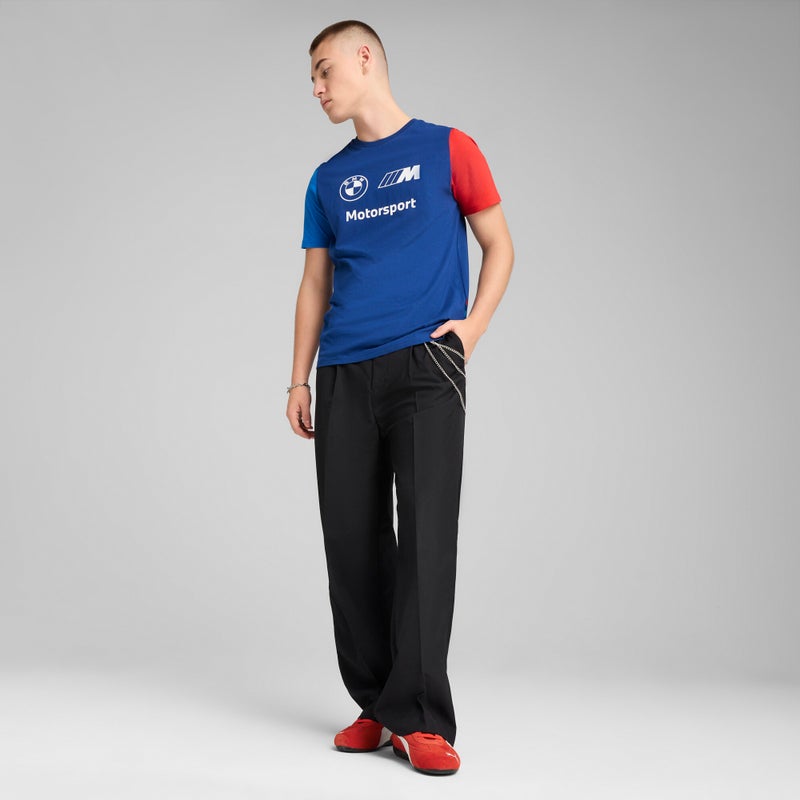 PUMA BMW M Motorsport Essentials Logo Mens Blue T-Shirt - Image 3